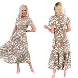 Cabi Swoon Tiered Wrap Style Midi Dress